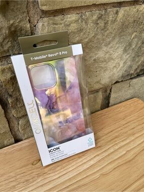 ICON Marble-Effect Phone Case for T-Mobile Revvl 8 Pro — Purple, Gold, Pink